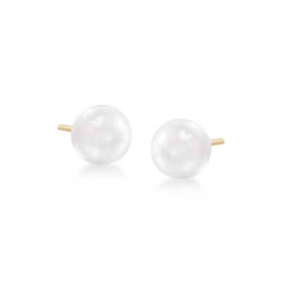 Child's 4.5mm Cultured Pearl Stud Earrings in 14kt Yellow Gold &mdash; Alt Image 1