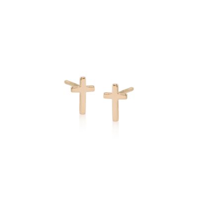 Child's 14kt Yellow Gold Cross Earrings &mdash; Alt Image 1