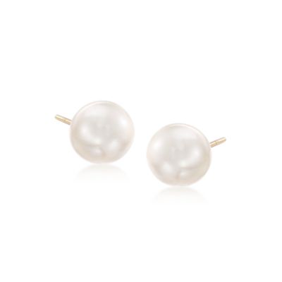 5-5.5mm Cultured Akoya Pearl Earrings in 14kt Yellow Gold &mdash; Alt Image 1