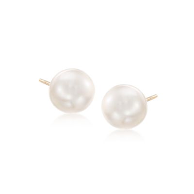 6-6.5mm Cultured Akoya Pearl Earrings In 14kt Yellow Gold  &mdash; Alt Image 1