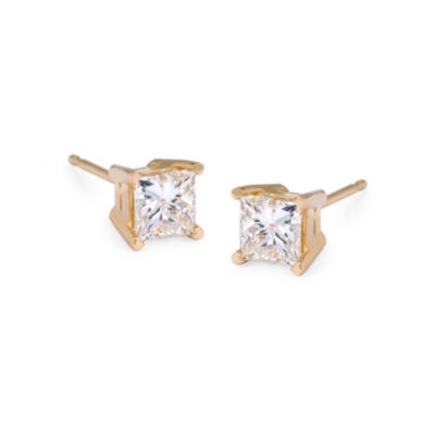 1.00 ct. t.w. Princess-Cut Diamond Stud Earrings in 14kt Yellow Gold &mdash; Alt Image 1