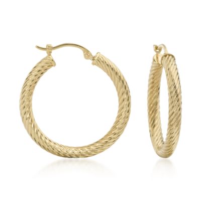 Twisted Hoop Earrings In 14kt Yellow Gold &mdash; Alt Image 1