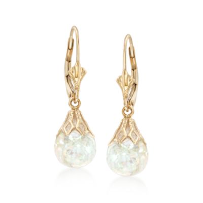 Floating Opal Drop Earrings in 14kt Yellow Gold &mdash; Alt Image 1