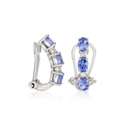 1.20 ct. t.w. Tanzanite and Diamond Accent Earrings in 14kt White Gold  &mdash; Alt Image 2