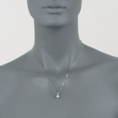 1.00 Carat Princess-Cut Diamond Pendant in 14kt White Gold. 18" &mdash; Alt Image 2