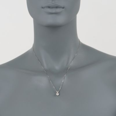 .75 Carat Round Diamond Pendant In 14kt White Gold. 18" &mdash; Alt Image 2