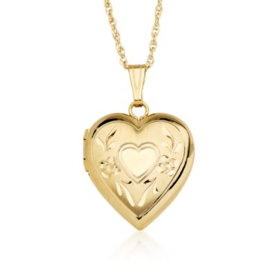 14kt Yellow Gold Engraved Heart Locket. 15" &mdash; Alt Image 1