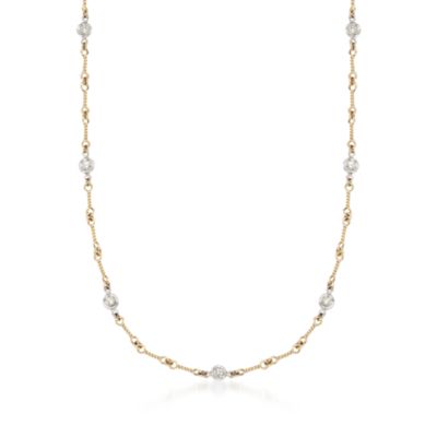 Roberto Coin .28 ct. t.w. Diamond Twist Link Necklace in 18kt Two-Tone Gold. 16" &mdash; Alt Image 1