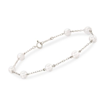 Mikimoto 5-5.5mm A+ Akoya Pearl Bracelet in 18kt White Gold. 7" &mdash; Alt Image 1