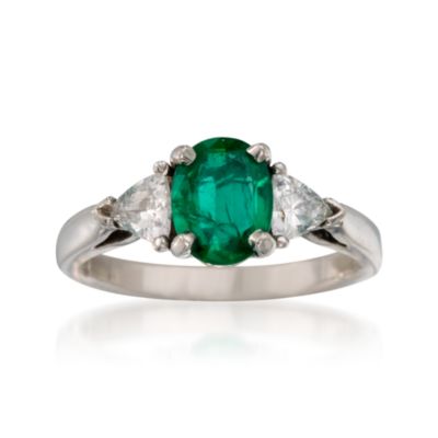1.30 ct. t.w. Emerald and .50 ct. t.w. Diamond Ring In Platinum Size 6 &mdash; Alt Image 1