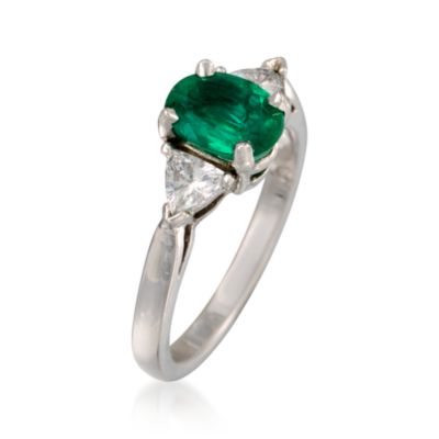 1.30 ct. t.w. Emerald and .50 ct. t.w. Diamond Ring In Platinum Size 6 &mdash; Alt Image 3
