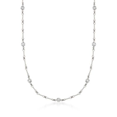 Roberto Coin .28 ct. t.w. Diamond Twist Link Necklace in 18kt White Gold. 16" &mdash; Alt Image 1