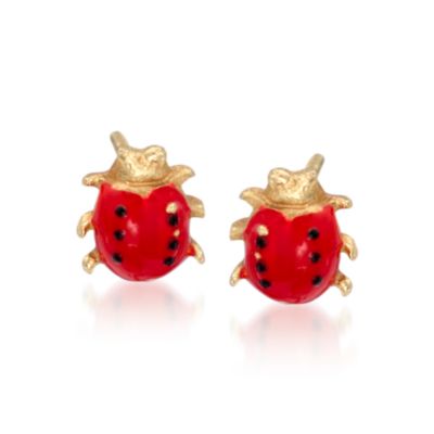 Child's 14kt Yellow Gold Ladybug Post Earrings &mdash; Alt Image 1