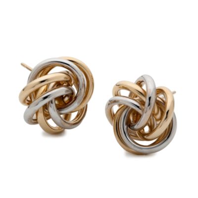14kt Two-Tone Gold Love Knot Stud Earrings  &mdash; Alt Image 1