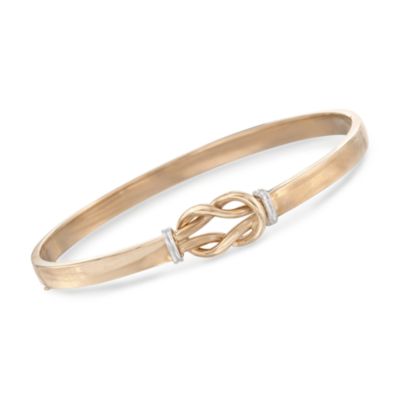 14kt Two-Tone Gold Bypass-Styled Love Knot Bangle Bracelet. 7.5" &mdash; Alt Image 1