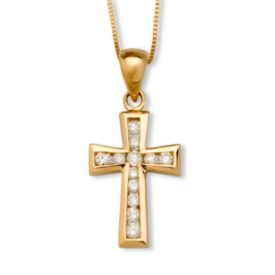 .25 ct. t.w. Diamond Cross Necklace in 14kt Yellow Gold .   &mdash; Alt Image 1
