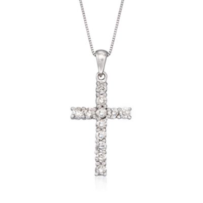 .50 ct. t.w. Diamond Cross Necklace In 14kt White Gold &mdash; Alt Image 1