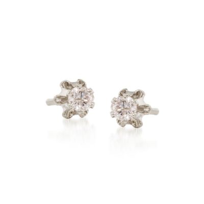 Child's Diamond Accent Stud Earrings In 14kt White Gold &mdash; Alt Image 1