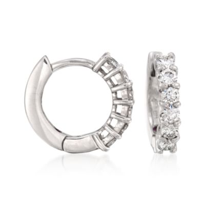 Roberto Coin .70 ct. t.w. Diamond Hoop Earrings in 18kt White Gold &mdash; Alt Image 1