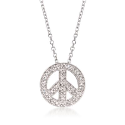 .10 ct. t.w. Diamond Peace Sign Necklace in 14kt White Gold &mdash; Alt Image 1