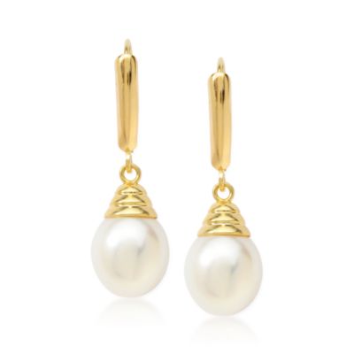 9-9.5mm Pearl Drop Earrings in 14kt Yellow Gold &mdash; Alt Image 1