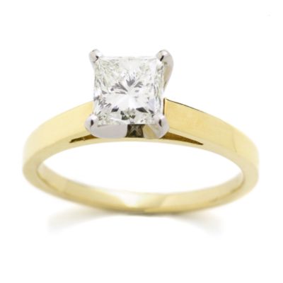 1.50 Carat Certified Princess-Cut Diamond Engagement Ring in 14kt Yellow Gold &mdash; Alt Image 1