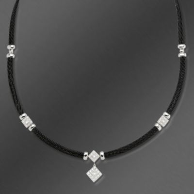 Charriol .37 ct. t.w. Diamond Necklace In 18kt White Gold. 16" &mdash; Alt Image 1