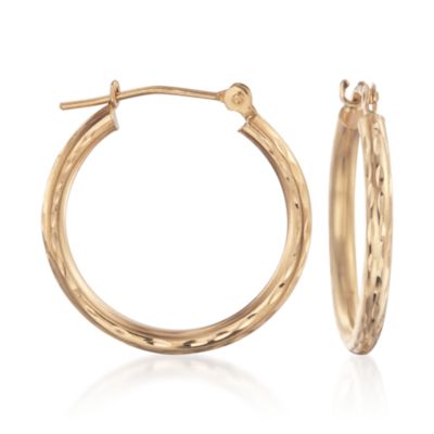 14kt Yellow Gold Diamond-Cut Hoop Earrings &mdash; Alt Image 1