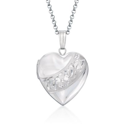 Sterling Silver Heart Locket Pendant Necklace &mdash; Alt Image 1