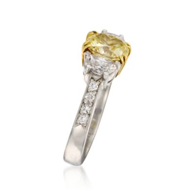 1.20 Carat Yellow Diamond Ring With .50 ct. t.w. Half-Moon White Diamonds In Platinum. Size 6 &mdash; Alt Image 2