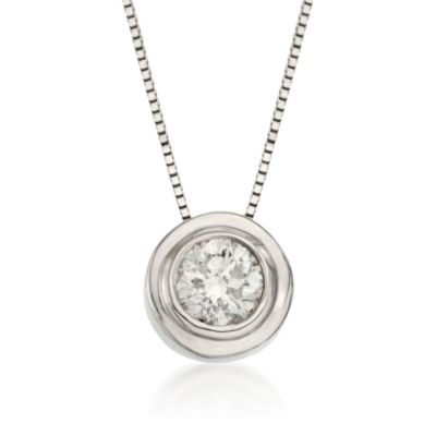 .50 Carat Bezel-Set Diamond Necklace in 14kt White Gold. 18" &mdash; Alt Image 1