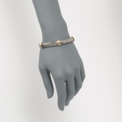 18kt Italian Yellow Gold and Sterling Silver Woven Bracelet &mdash; Alt Image 2