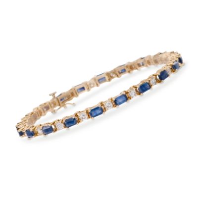 8.00 ct. t.w. Sapphire and 2.00 ct. t.w. Diamond Bracelet in 14kt Yellow Gold. 7" &mdash; Alt Image 1