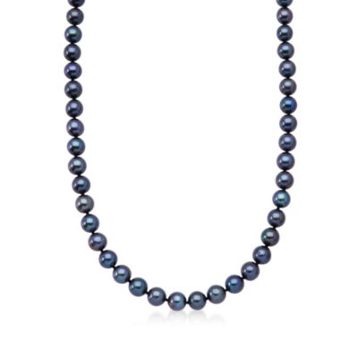 7-7.5mm Black Pearl Necklace With 14kt Yellow Gold Clasp &mdash; Alt Image 1