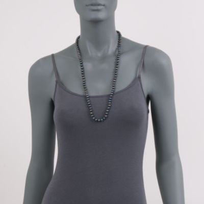 7-7.5mm Black Pearl Necklace With 14kt Yellow Gold Clasp &mdash; Alt Image 2