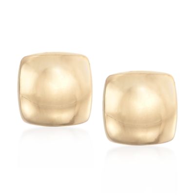 Puffed Square Earrings in 14kt Yellow Gold &mdash; Alt Image 1