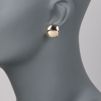 Puffed Square Earrings in 14kt Yellow Gold &mdash; Alt Image 2