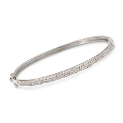 .75 ct. t.w. Pave Diamond Hinged Bangle Bracelet In 14kt White Gold 7" &mdash; Alt Image 1