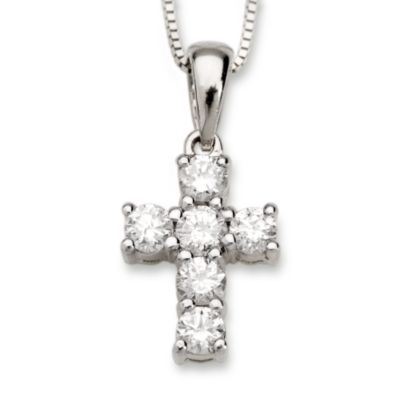 .50 ct. t.w. Diamond Cross Necklace In 14kt White Gold. 18" &mdash; Alt Image 1