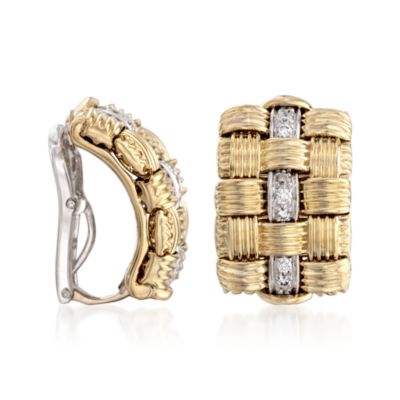 Roberto Coin .37 ct. t.w. "Appassionata" Diamond Earrings in 18kt Two-Tone Gold &mdash; Alt Image 3