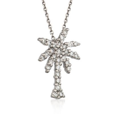 Roberto Coin "Tiny Treasures" .17 ct. t.w. Diamond Palm Tree Necklace in 18kt White Gold &mdash; Alt Image 1