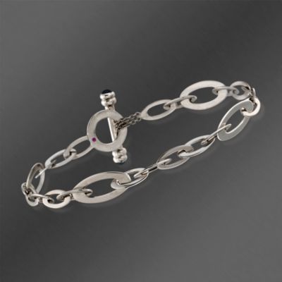 Roberto Coin "Chic & Shine" 18kt White Gold Bracelet With Ruby and Sapphire. 7" &mdash; Alt Image 1