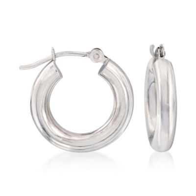 14kt White Gold Puffed Hoop Earrings 