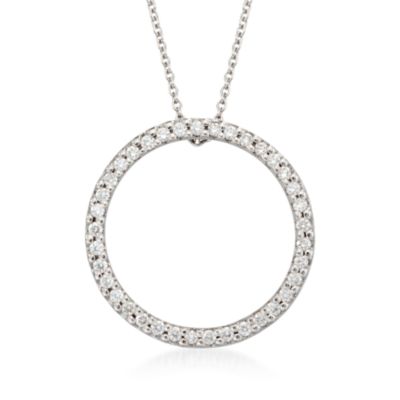 Roberto Coin .26 ct. t.w. Diamond Open Circle Pendant Necklace in 18kt White Gold &mdash; Alt Image 1