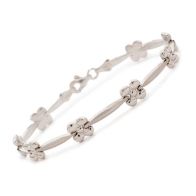 14kt White Gold Floral Bracelet. 7" &mdash; Alt Image 1