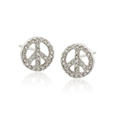 .30 ct. t.w. Diamond Peace Sign Earrings in 14kt White Gold &mdash; Alt Image 1