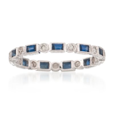 .60 ct. t.w. Sapphire and .20 ct. t.w. Diamond Eternity Band in 18kt White Gold &mdash; Alt Image 1