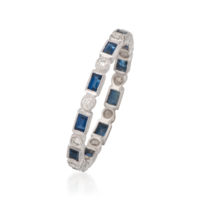 .60 ct. t.w. Sapphire and .20 ct. t.w. Diamond Eternity Band in 18kt White Gold &mdash; Alt Image 3