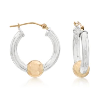 Sterling Silver and 14kt Yellow Gold Cape Cod Hoop Earrings &mdash; Alt Image 1