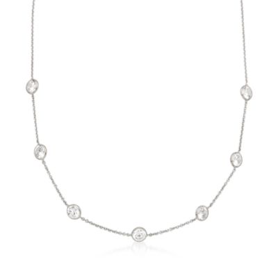 3.50 ct. t.w. CZ Station Necklace in 14kt White Gold &mdash; Alt Image 1